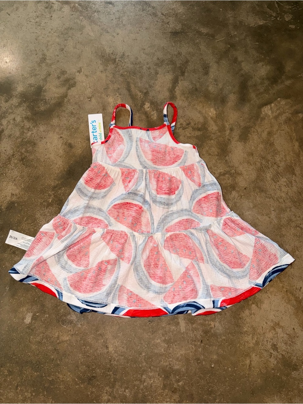 Carter’s Girls Watermelon Print Tiered Sundress NWT Size 2T Summer - Picture 5 of 7